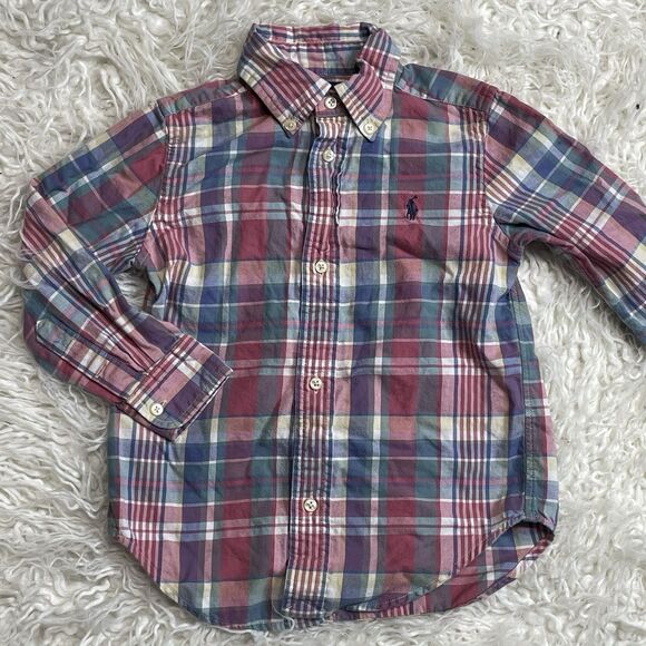 Polo Ralph Lauren Other - POLO RALPH LAUREN long sleeve plaid button up shirt size 3T Red Blue Green White